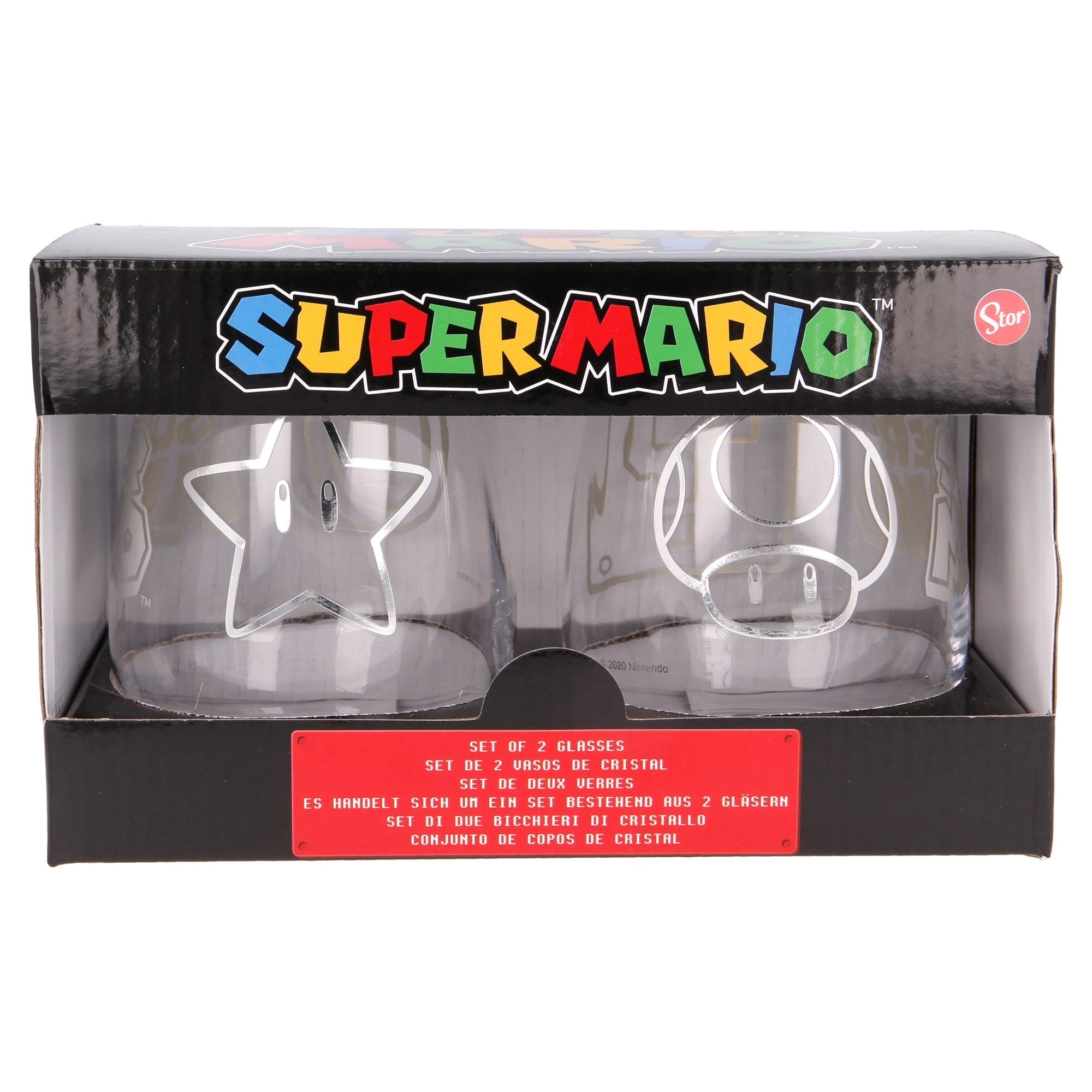 Super Mario - 2 Krystal Glas Sæt