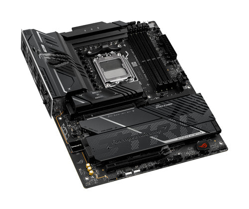 ASUS ROG STRIX X870E-H GAMING WIFI7 – ATX AM5 bundkort – skråt ovenfra