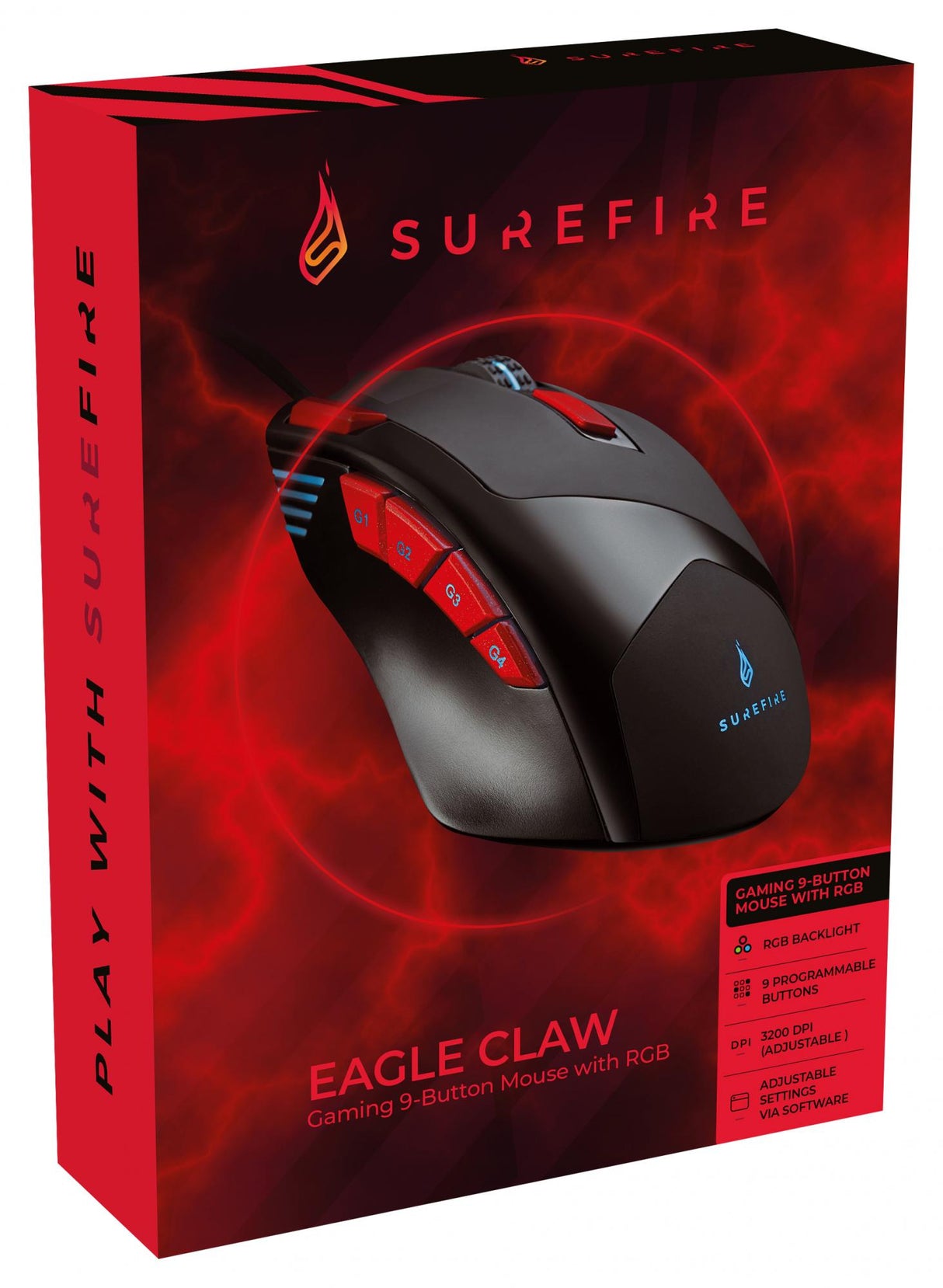 SUREFIRE - Eagle Claw Gamingmus med 9 knappar RGB