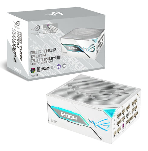 ASUS ROG Thor 1200P3 White Gaming E – 1200 W PSU – strømforsyning og emballage