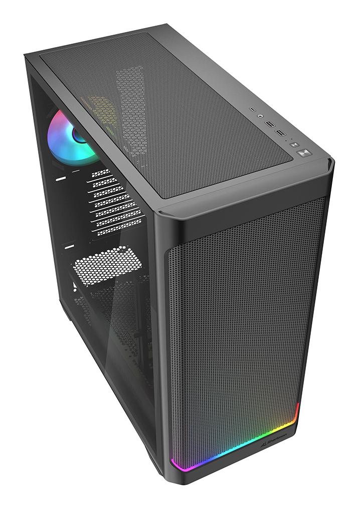 Sharkoon AK4W RGB Strip Black Mesh Front Tempered Glass ARGB Strip 4x 120mm Fans USB-C BTF ATX Gaming PC Case Sharkoon