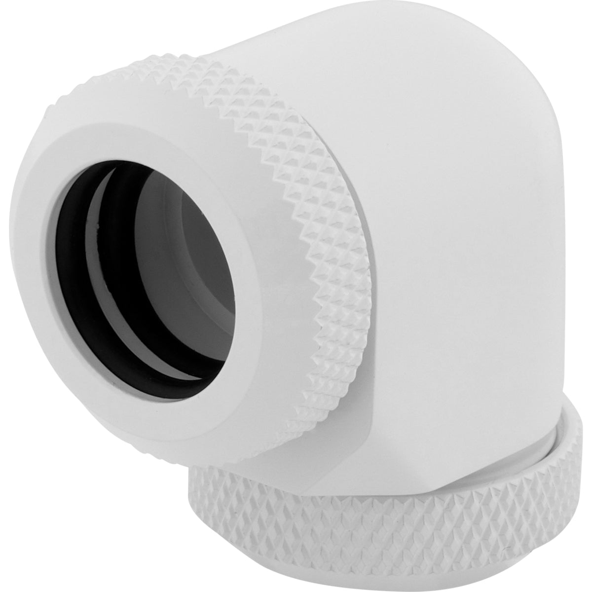 CORSAIR Hydro X Series XF Hardline 90° 12mm OD Vinklet fitting til flydende kølesystem 2-pack Hvid