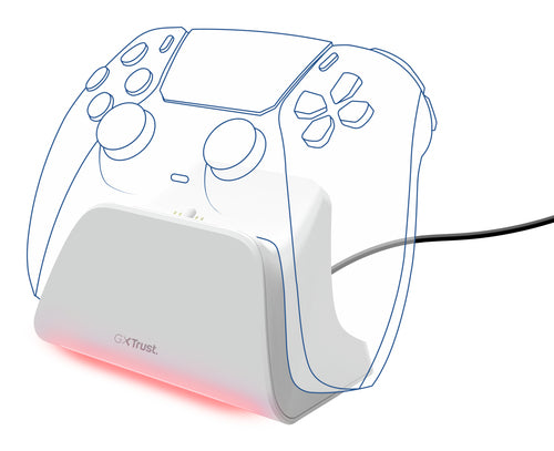 Trust GXT 255W – hvid opladningsstander til PS5 – monteringsillustration