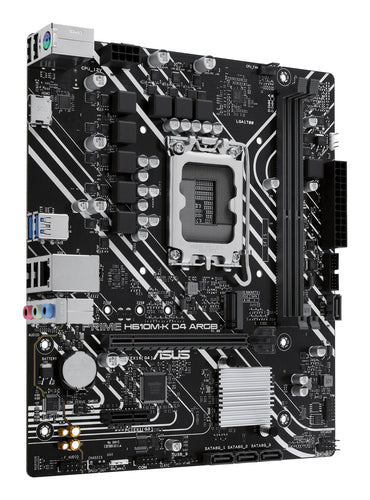 ASUS PRIME H610M-K D4 ARGB bundkort set skråt forfra