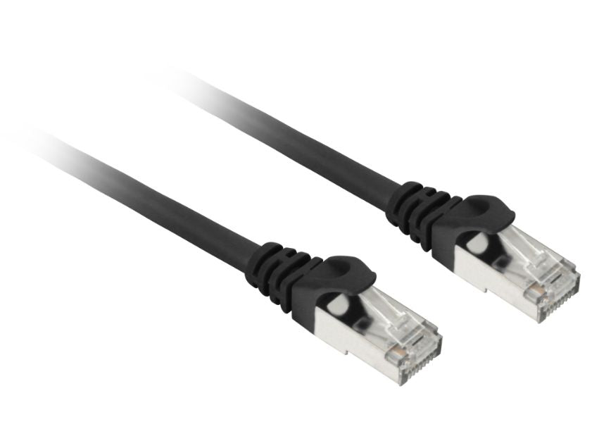 Sort kort Sharkoon netværkskabel med to skærmede RJ45 stik