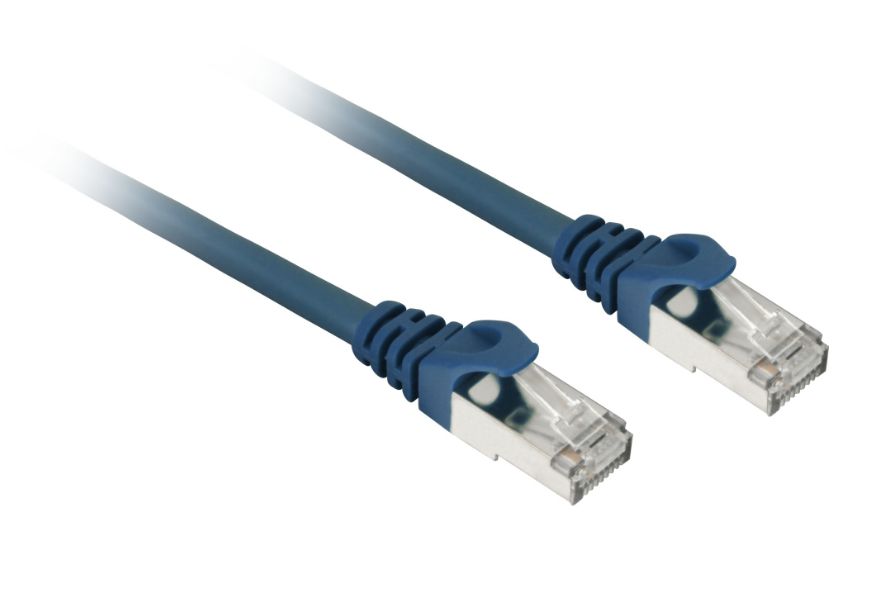 Blåt Sharkoon S/FTP netværkskabel med RJ45-stik