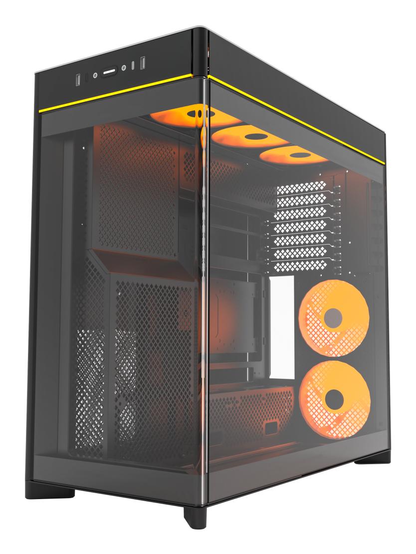 Montech HS02 PRO, ATX, Glass front, 5 Pre-installed fans - Black Telon Technology Co Ltd (Montech)