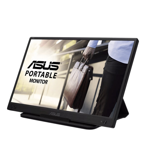 ASUS ZenScreen MB166C – skråt fra modsatte side med støttehylster