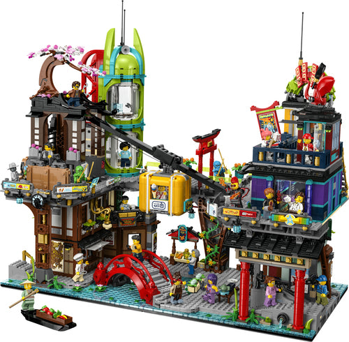 LEGO NINJAGO 71799 – NINJAGO Citys markeder – færdigt NINJAGO-marked med bygninger og svævebane