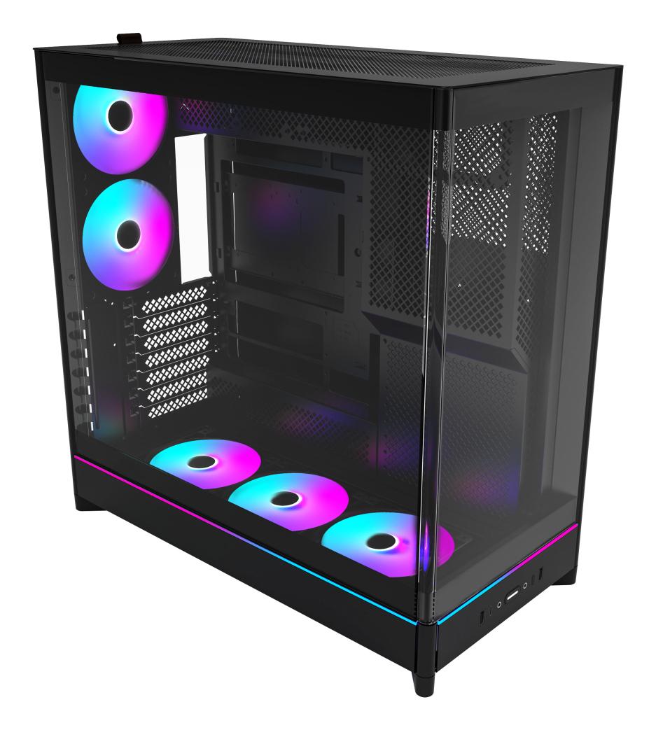 Montech HS02 PRO, ATX, Glass front, 5 Pre-installed fans - Black Telon Technology Co Ltd (Montech)