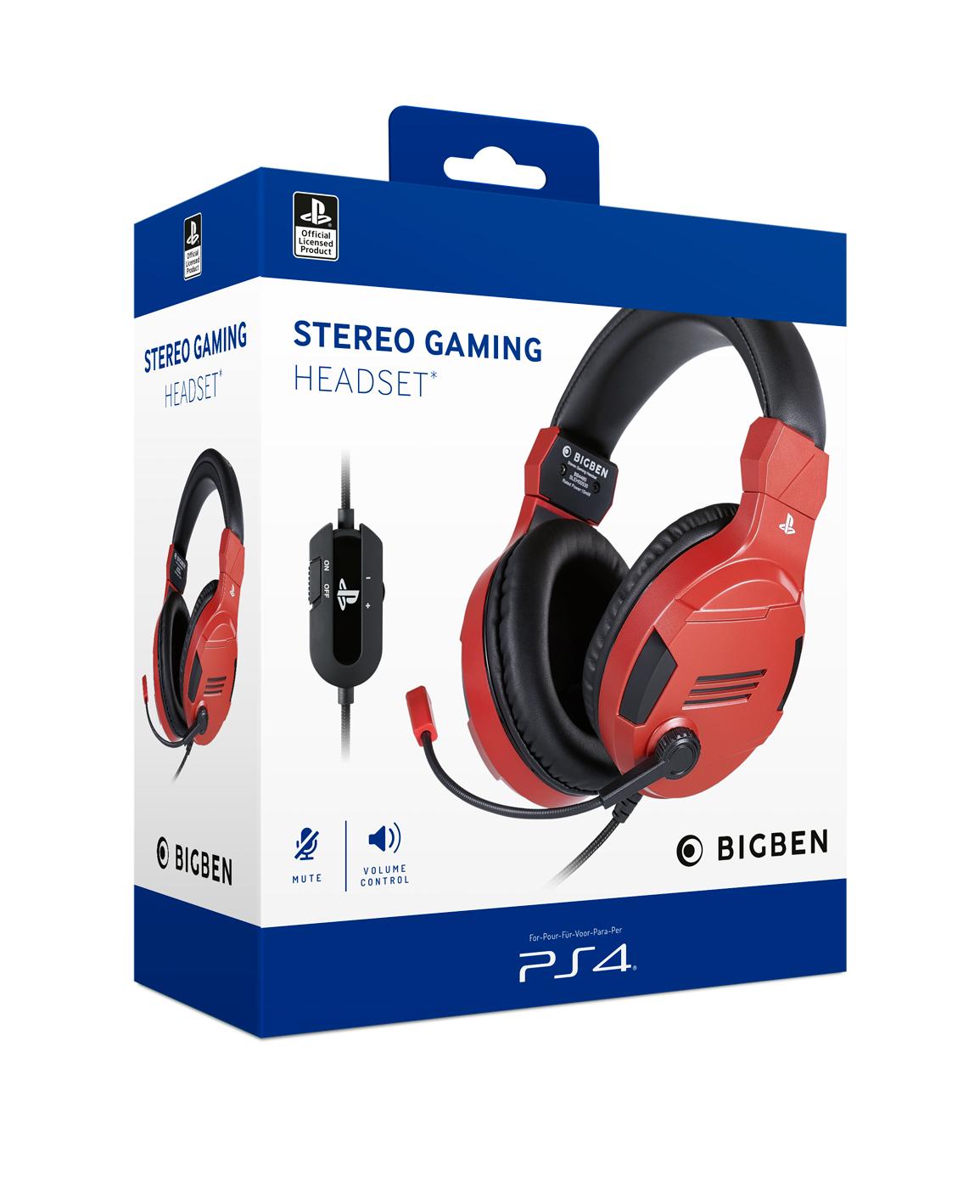 Playstation 4 HW Bigben Stereo Gaming Headset v3 (Rött)