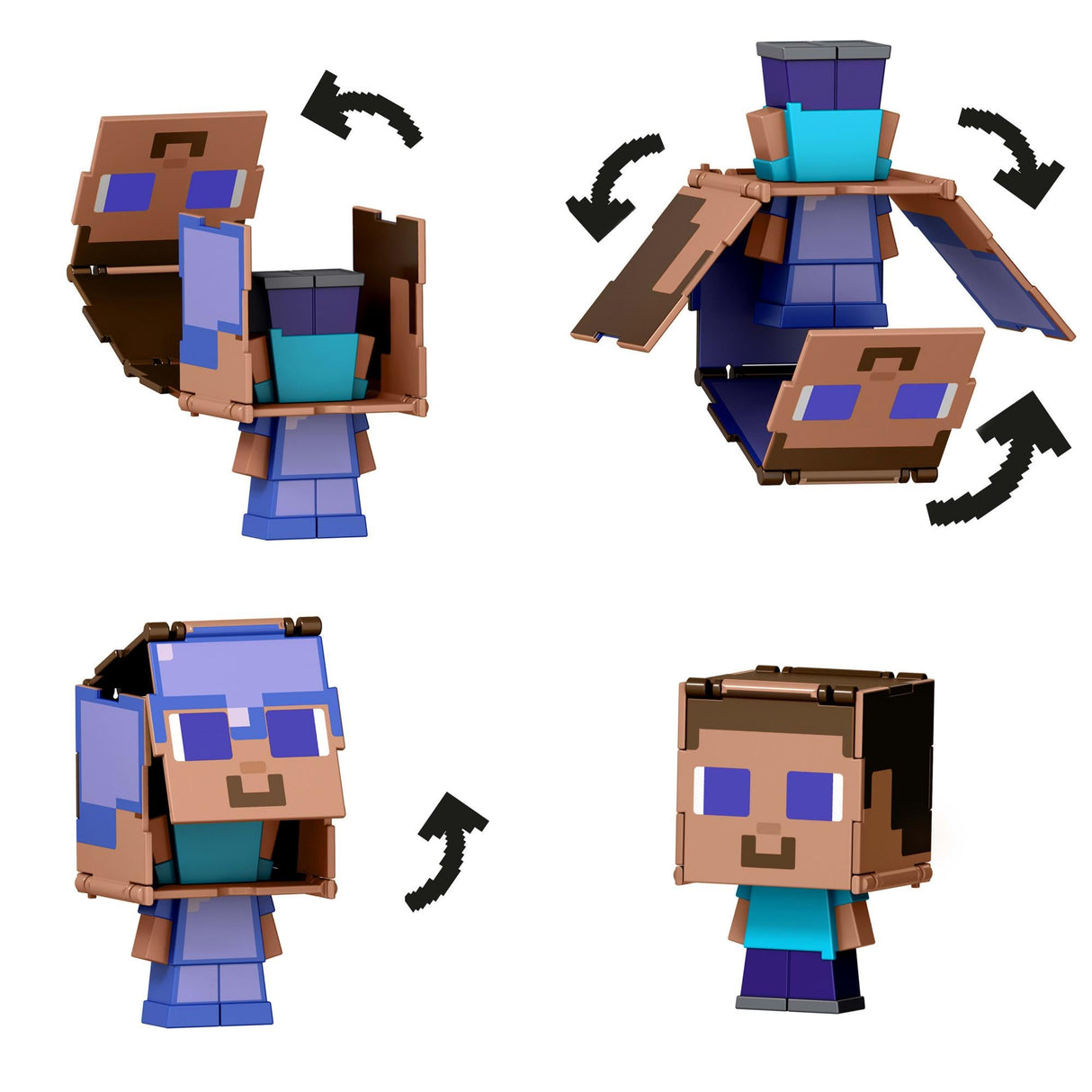 Minecraft - Mob Head Minis Flipping Figs - Steve & Steve in Enchanted Armor Minecraft