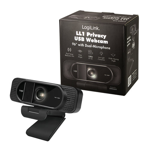 Logilink Webcam 1080p FHD Webcam + Mikrofon Privacy 96° LogiLink
