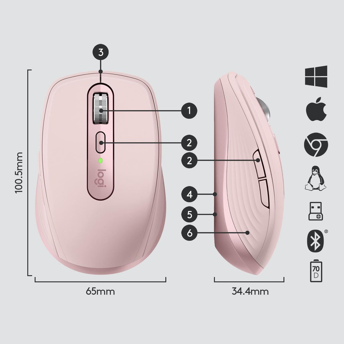 Logitech - MX Anywhere 3 - Rose Logitech