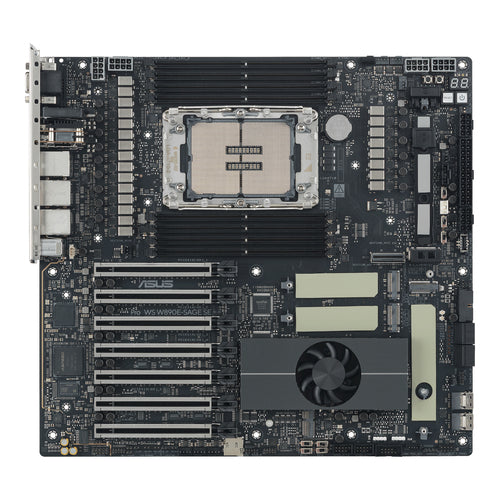 ASUS Pro WS W890E-SAGE SE – sokkel og hukommelsespladser set ovenfra