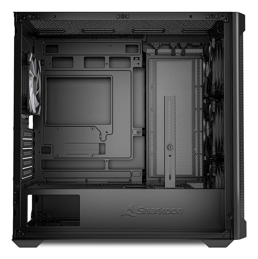 Sharkoon MK4W RGB Strip Black Mesh Front Tempered Glass ARGB Strip 4x 120mm Fans USB-C BTF Micro-ATX Gaming PC Case Sharkoon