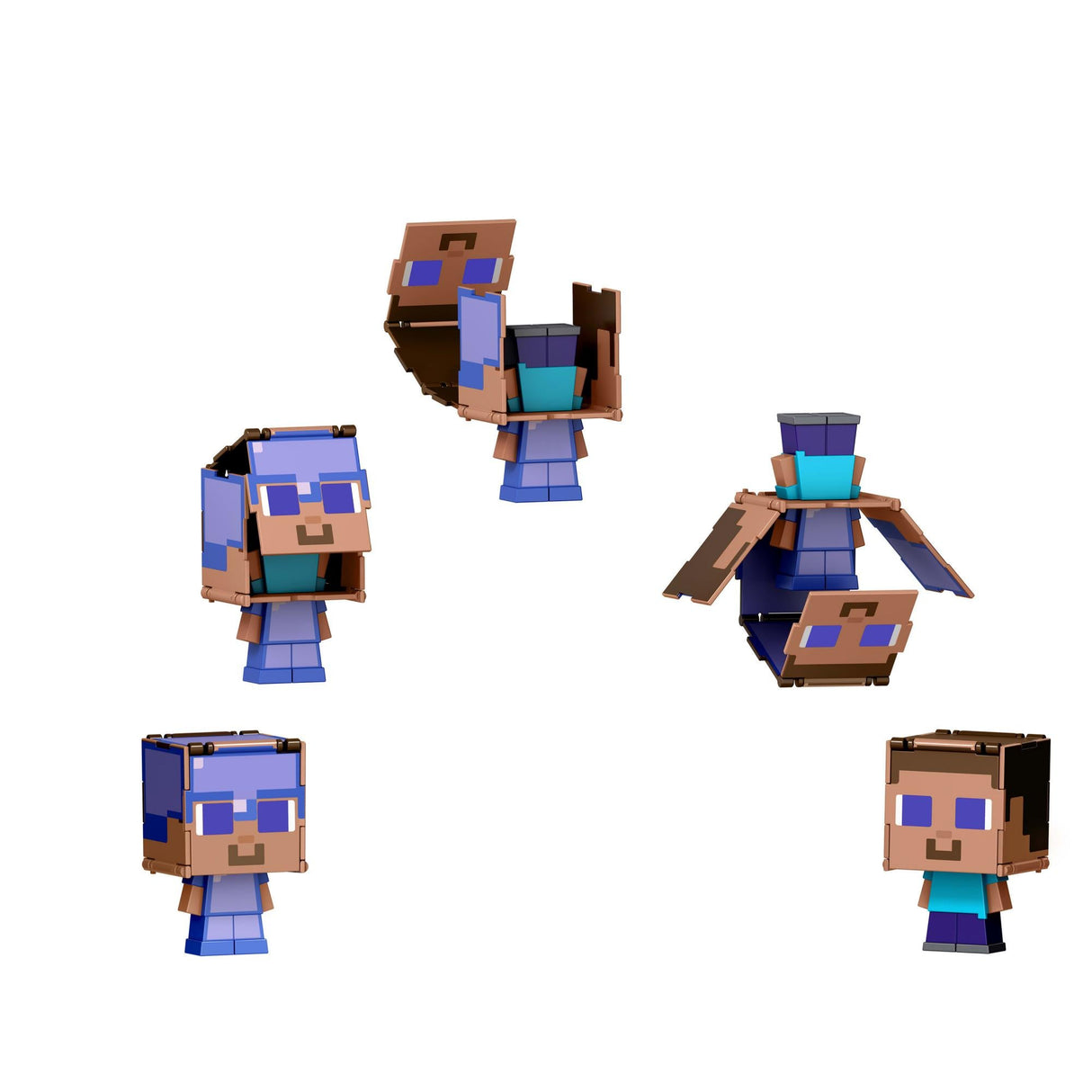 Minecraft - Mob Head Minis Flipping Figs - Steve & Steve in Enchanted Armor Minecraft