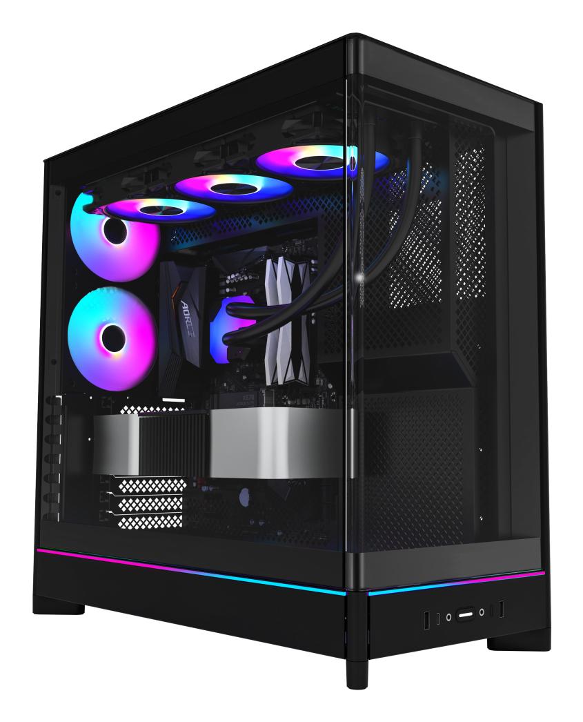Montech HS02 PRO, ATX, Glass front, 5 Pre-installed fans - Black Telon Technology Co Ltd (Montech)