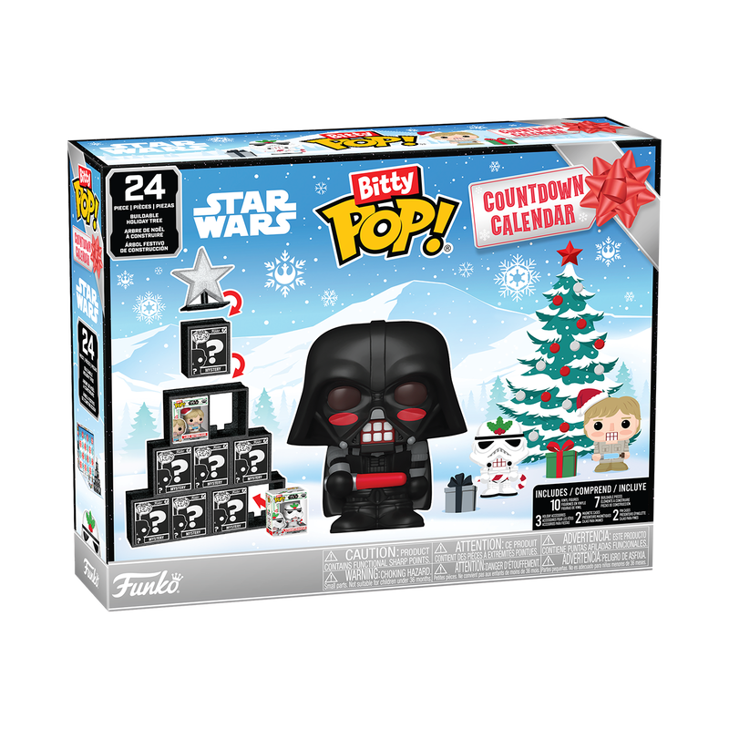 Funko Bitty Pop! Star Wars julekalender – 10 figurer – kalender og viste indholdsdele