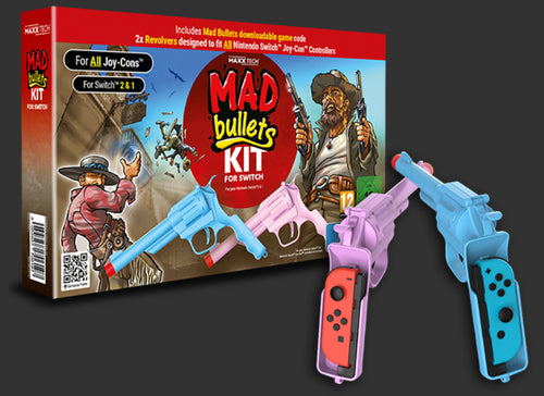 Maxx Tech Mad Bullets Kit Nintendo Switch 1 og 2 – Sæt med Joy-Con illustreret, Joy-Con medfølger ikke