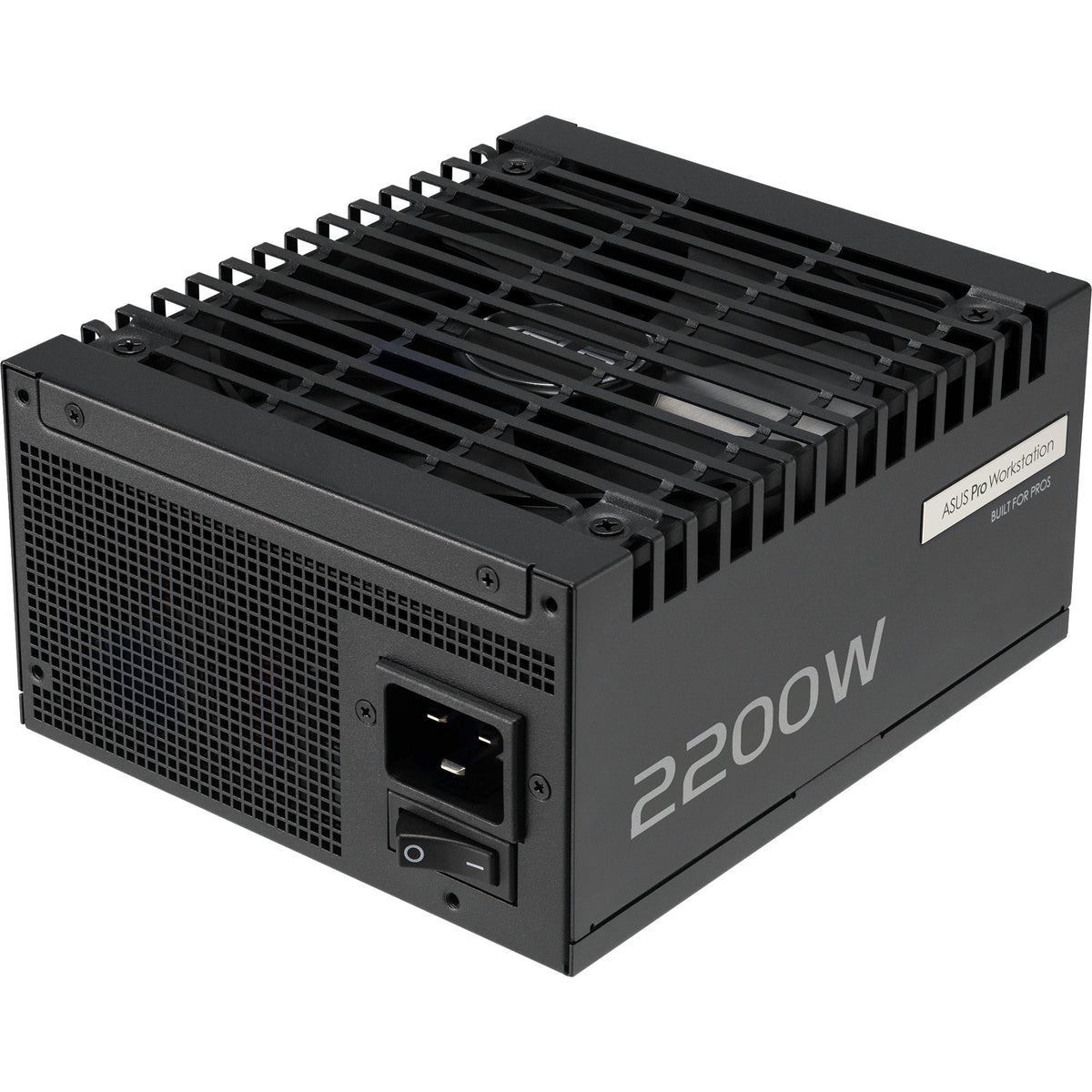 ASUS Pro WS 2200P – sort strømforsyning set skråt ovenfra