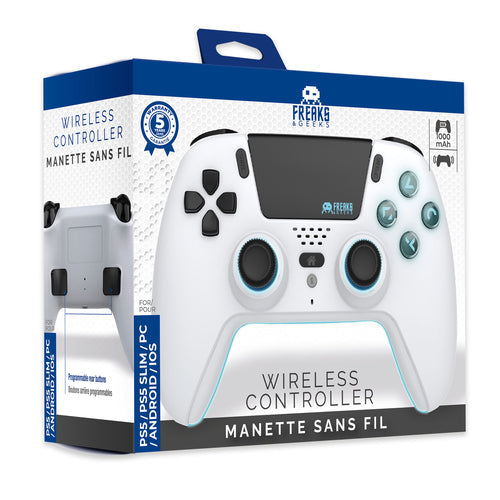 Freaks And Geeks - Wireless Bluetooth Controller for PS5- LED - White Freaks And Geeks