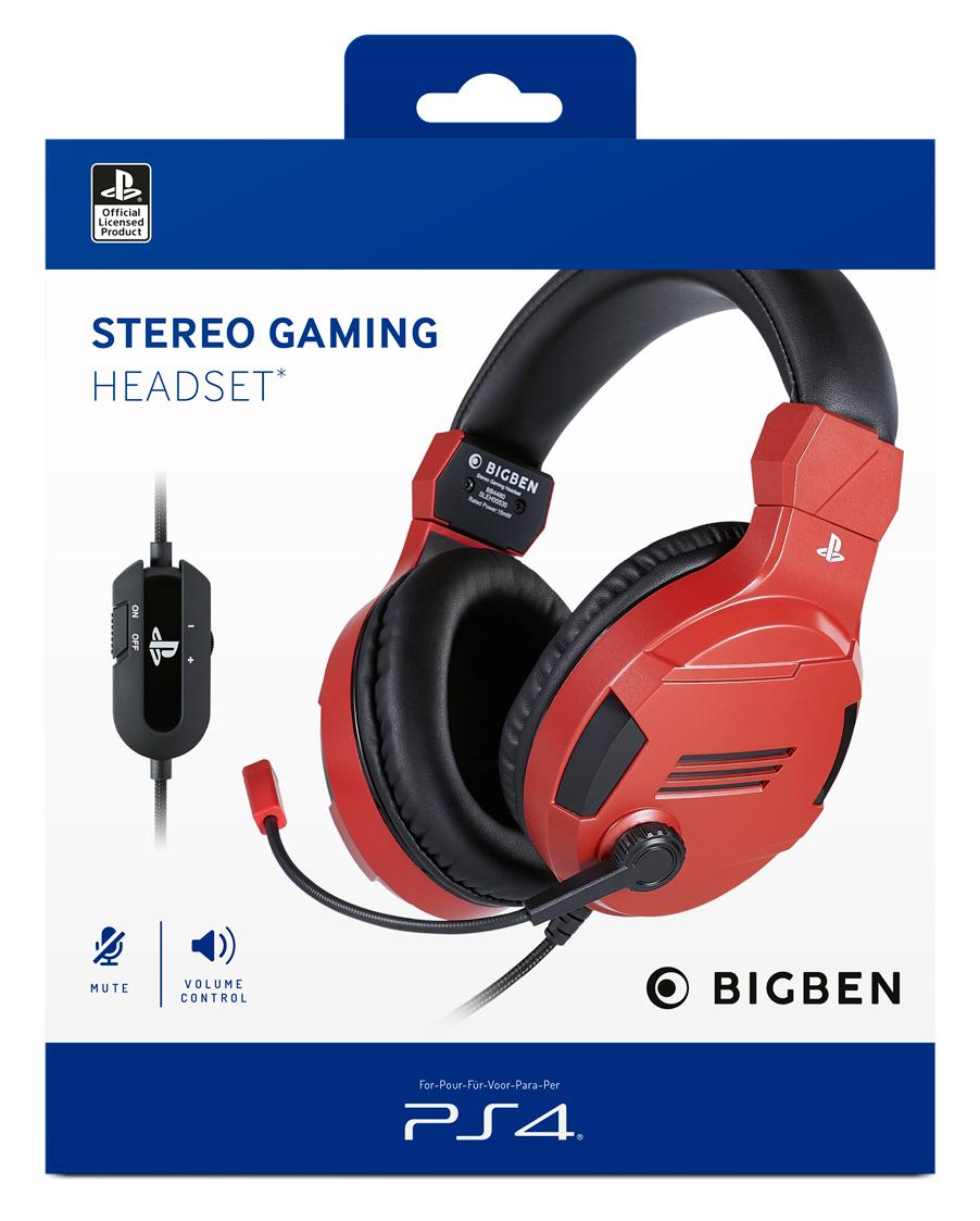 Playstation 4 HW Bigben Stereo Gaming Headset v3 (Rött)