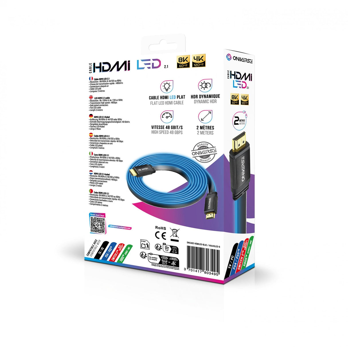 Oniverse - Hdmi Led Cable 8K - Blue ONIVERSE
