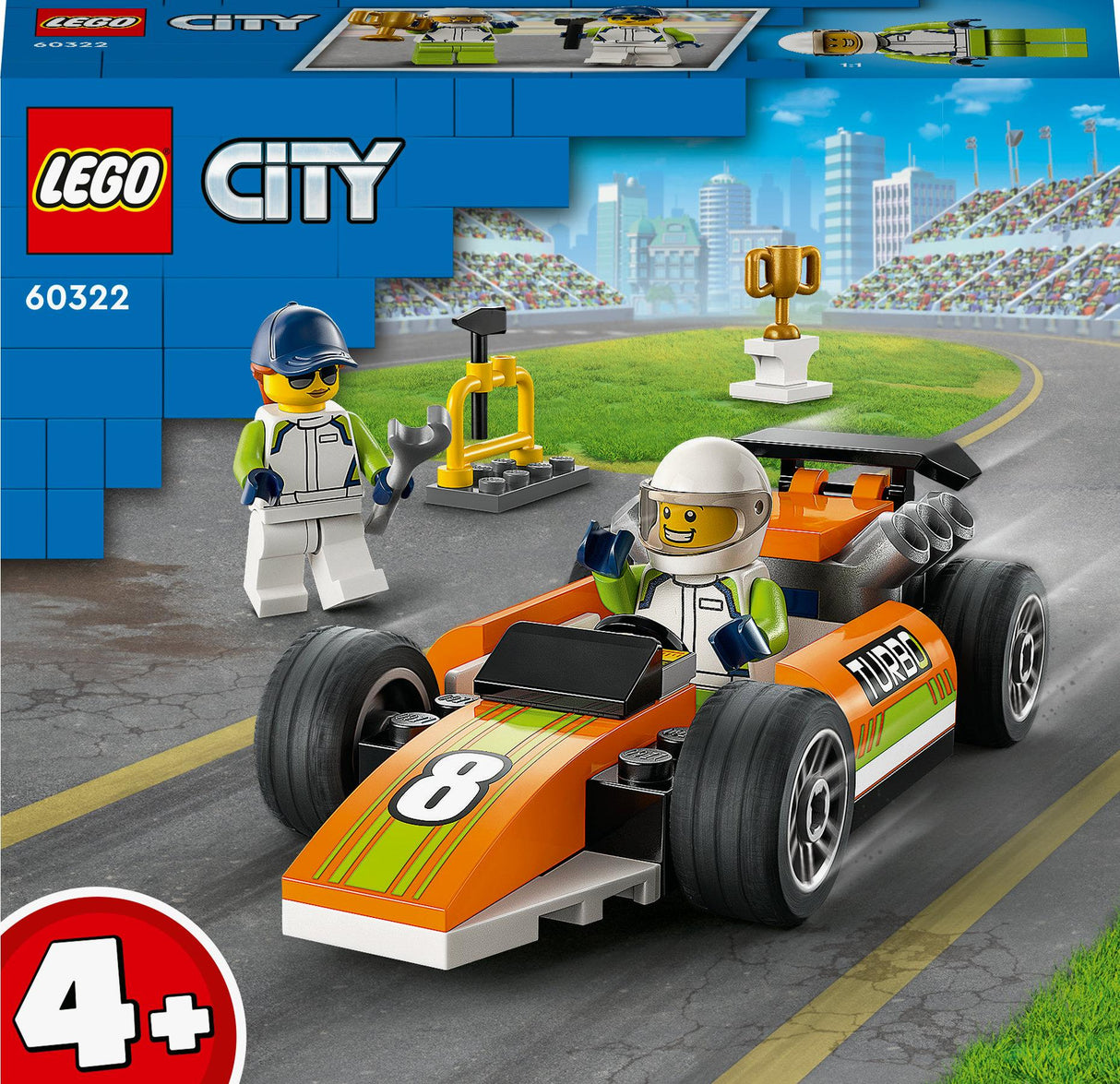 LEGO 60322 City Race Car Construction Toy (Formula 1 Car for Kids 4+ Race Car Toy with Mechanic and Driver Minifigures) LEGO