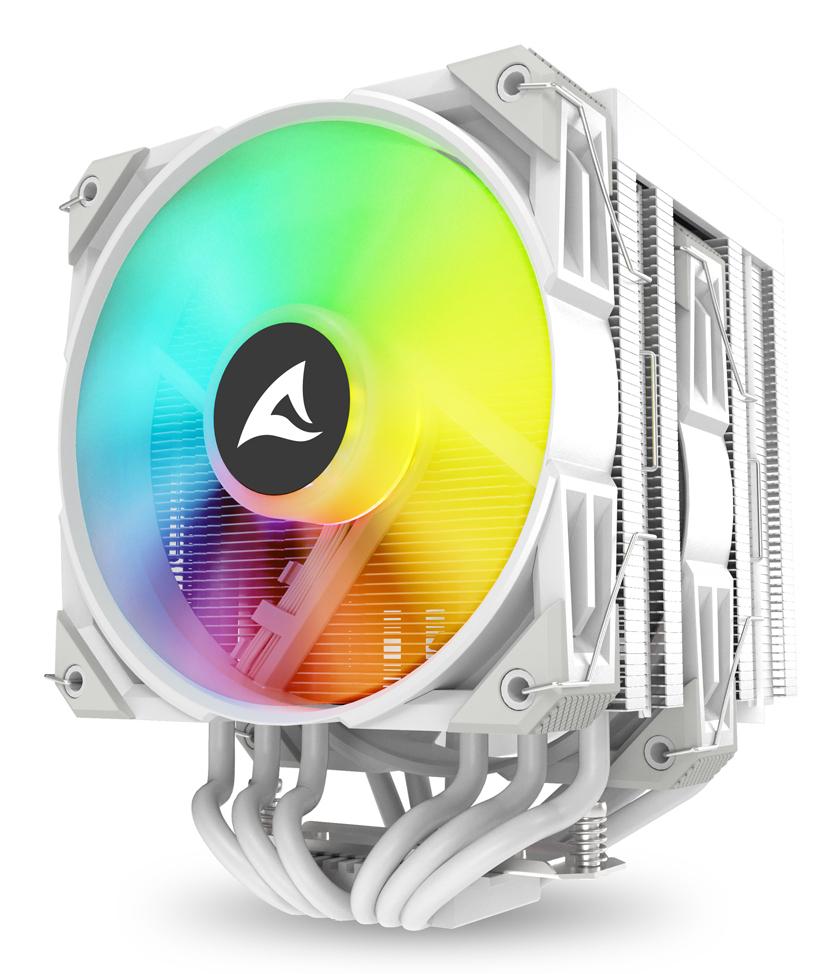 Sharkoon A60 RGB White 260W TDP 6-Heatpipe Dual Tower Dual 120mm PWM FDB ARGB CPU Air Cooler Sharkoon