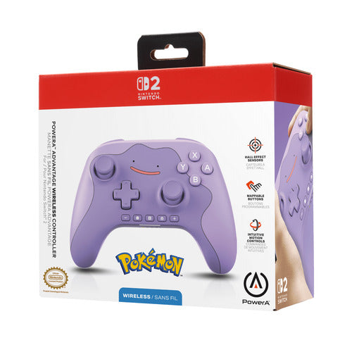 PowerA Advantage – Pokémon Ditto – Trådløs Switch 2-controller – emballage forfra