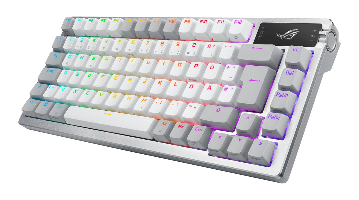 ASUS ROG AZOTH MOONLIGHT WHITE 75% Wireless DIY Custom RGB Gaming Keyboard, NX Red Switches, OLED Display, PBT ASUS