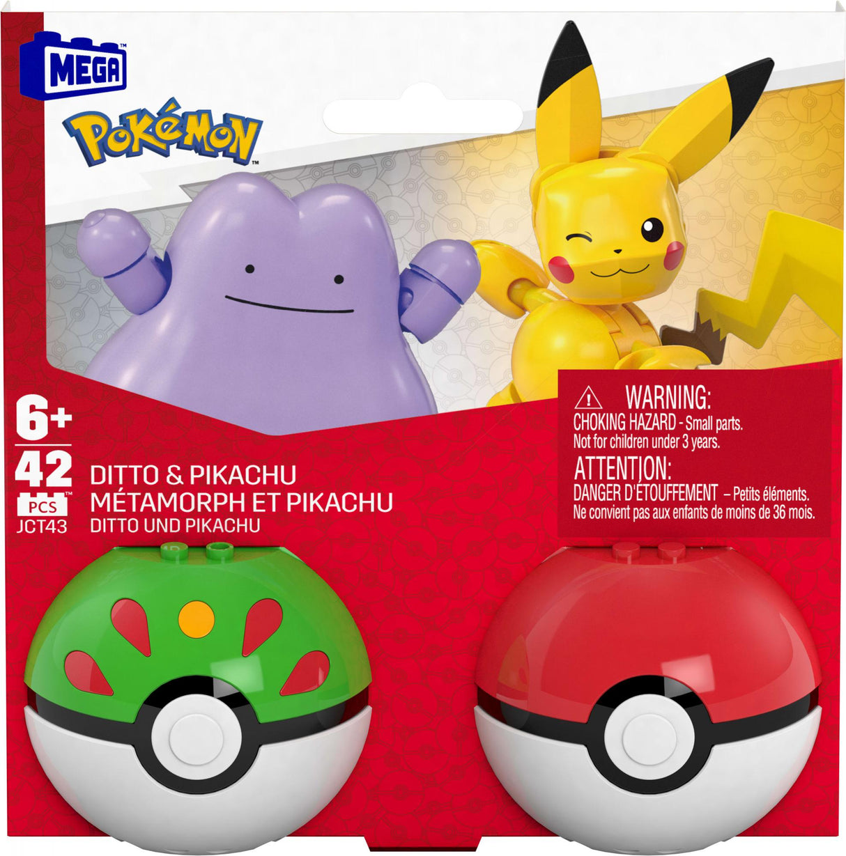 MEGA - Pokémon Poké Ball 2-Pack Building - Pikachu & Ditto (JCT43) Megabloks
