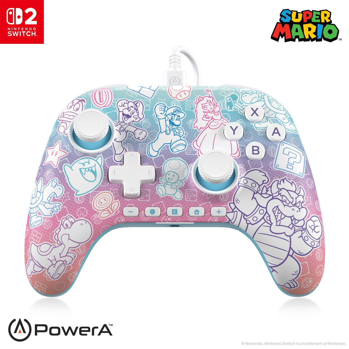 PowerA Advantage Wired Switch 2 Mushroom Kingdom – Mushroom Kingdom-controller forfra