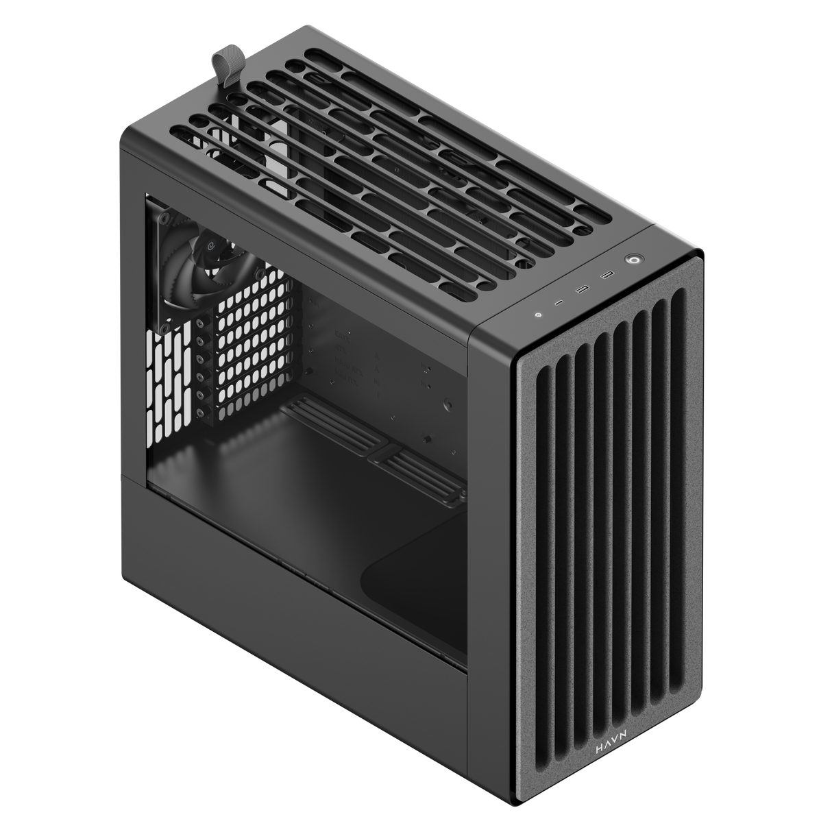 HAVN BF 360 Flow – sort Mid Tower kabinet med præinstallerede high-performance fans HAVN