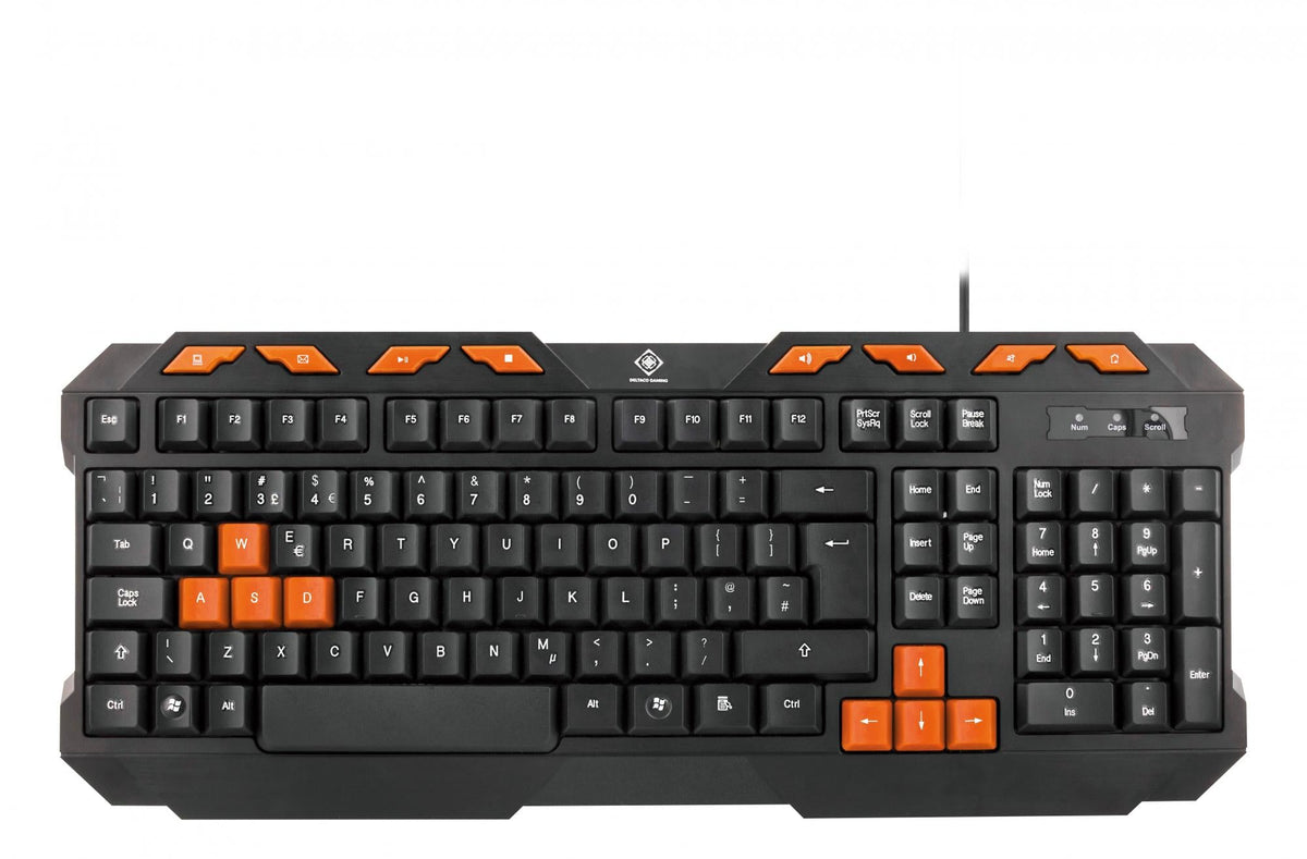 Keyboard, anti-ghosting, USB, UK layout, black / orange deltaco_gaming