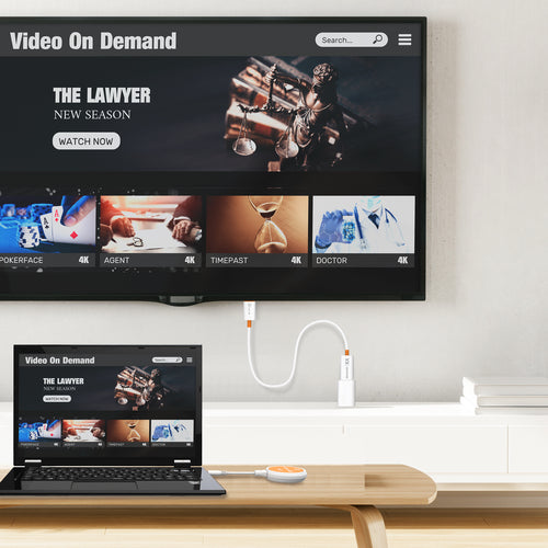 j5create ScreenCast – USB-C til trådløs HDMI – JVAW62 – trådløs visning på TV; producentillustration