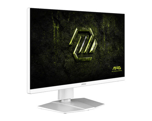 MSI MAG 274QRFWDE E20 – 27″ WQHD-gamingskærm, hvid – forside set skråt