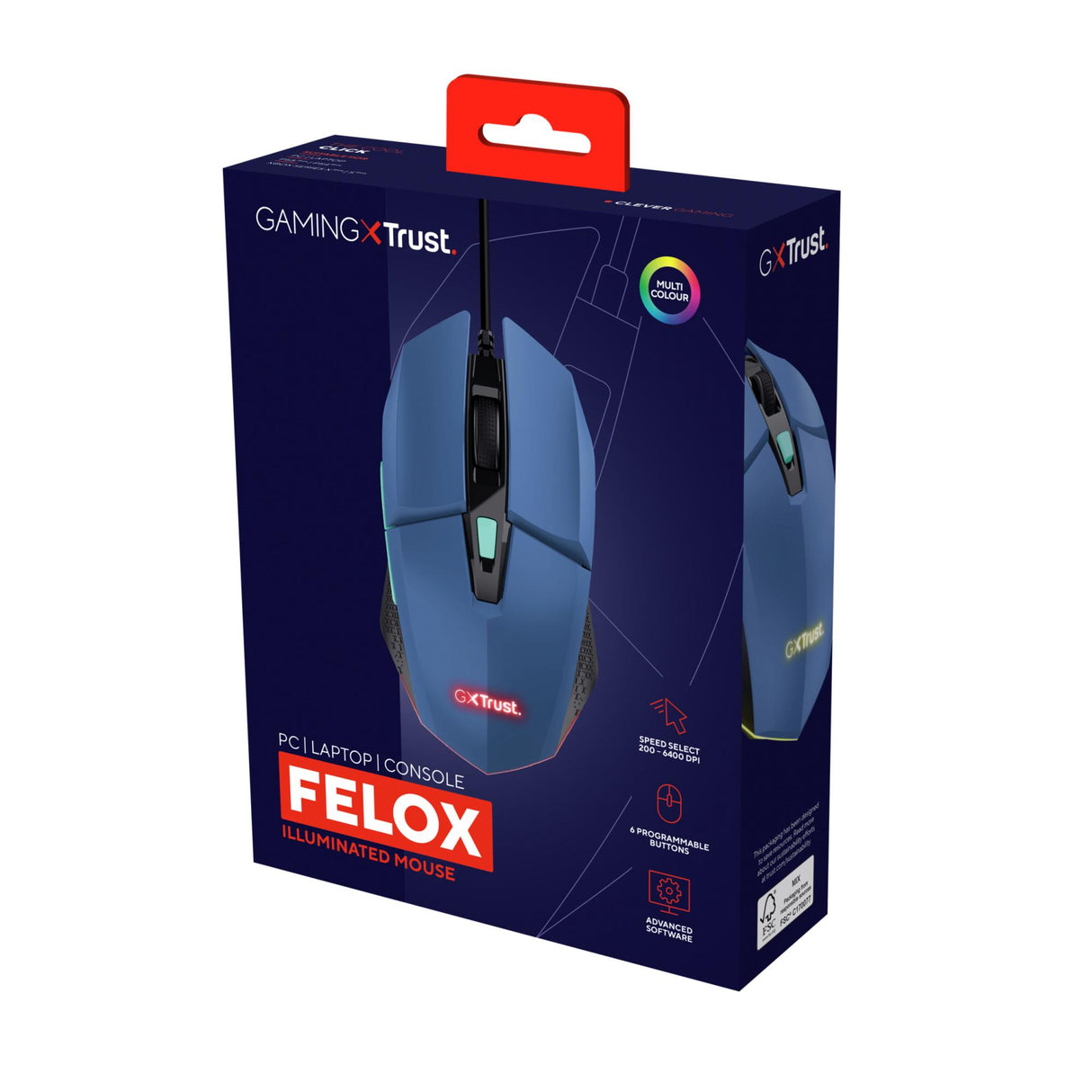 TRUST GXT109B FELOX GAMING MUS- BLÅ