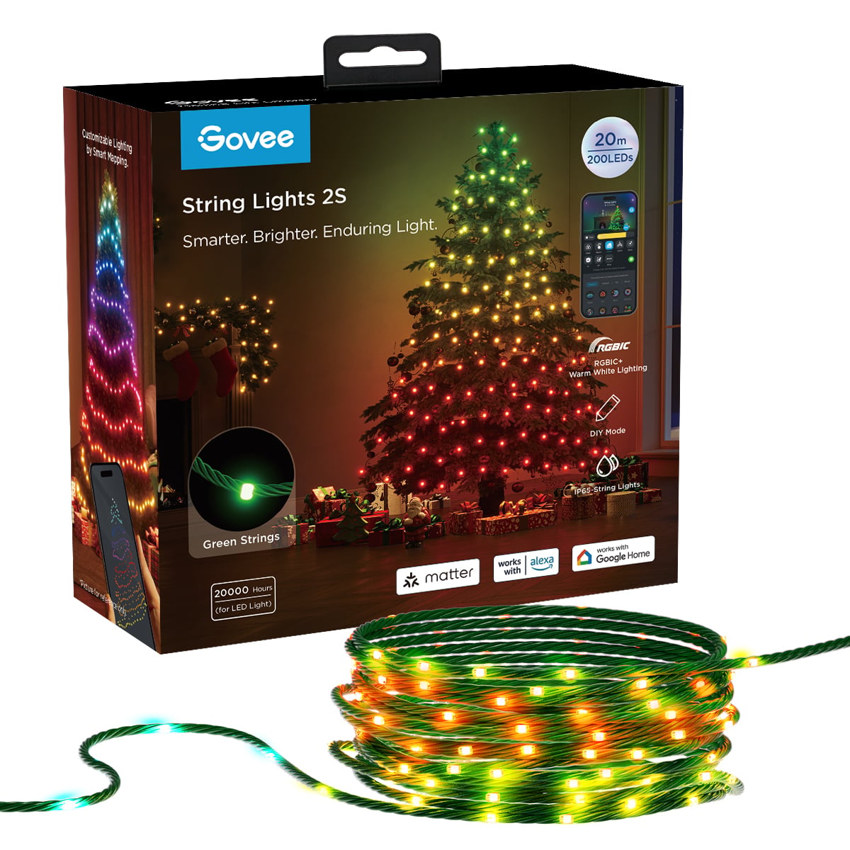 Govee Christmas String Lights 2S – 20 m RGBWIC – produktbillede