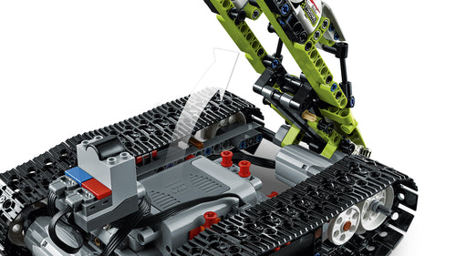 LEGO Technic 42065 – Fjernstyret bæltekøretøj – åbnet karrosseri med batteriboks synlig
