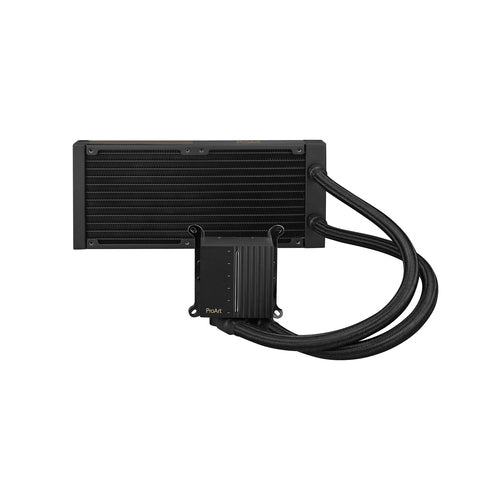 ASUS ProArt LC 240 – radiatorens bagside med slanger og pumpeblok