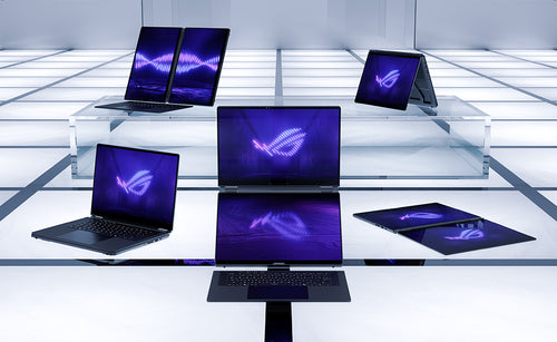 ASUS ROG Zephyrus Duo GX651AR-SR042W – vist i en samlet opsætning; tastaturlayout illustrativt