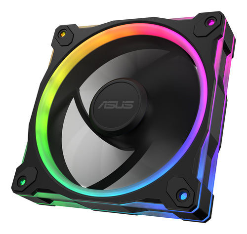 ASUS Prime MR120 ARGB – ARGB-belyst front fra en anden vinkel