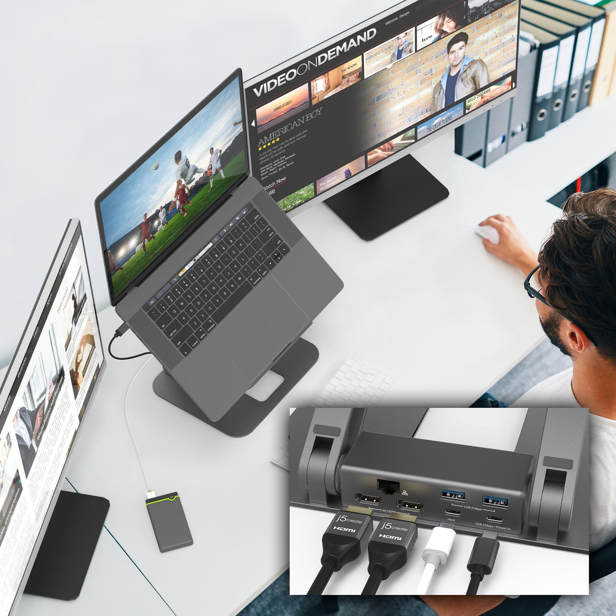 J5 MULTI-ANGLE DUAL 4K DOCKING STAND J5