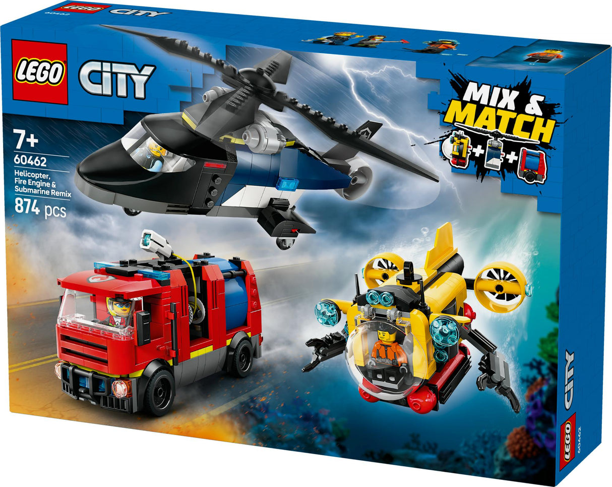 LEGO 60462 City Combination Set with Helicopter, Fire Truck and Submarine, Construction Toy LEGO