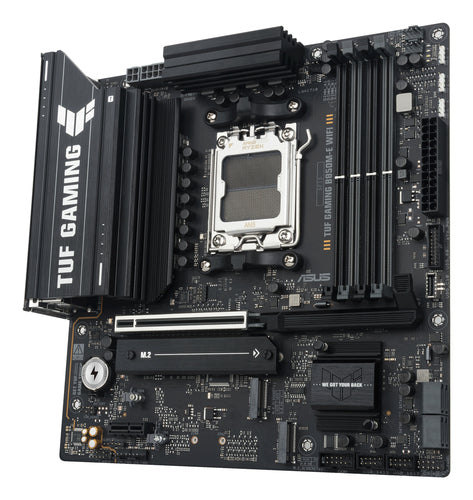 ASUS TUF GAMING B850M-E WIFI set skråt fra venstre