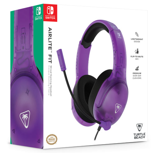 Turtle Beach Airlite Fit – Switch-headset – Ghost Purple – emballage skråt forfra