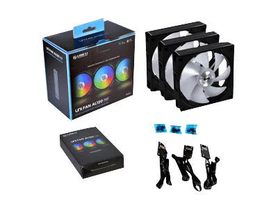 Lian Li UNI FAN AL120 RGB PWM Fläkt - 3 Pack inkl. Styrenhet - 120mm - Svart