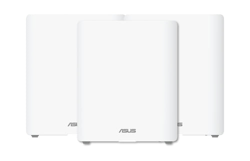 ASUS ZenWiFi BQ16 Wi-Fi 7 mesh-system – vist i en samlet opsætning (vinkel 3)
